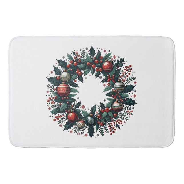 Christmas Wreath Bath Mat (Front)