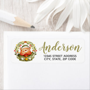 Christmas Wreath Bear Return Address Label
