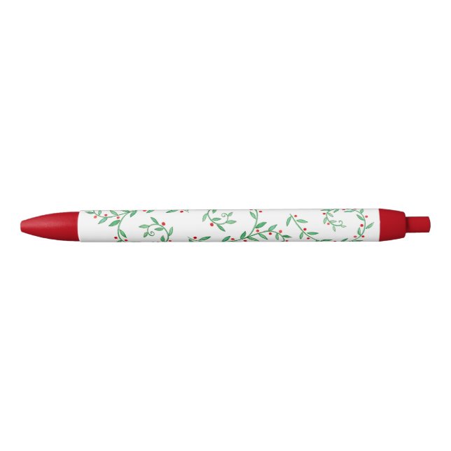 Christmas Wreath Berry Black Ink Pen (Front)