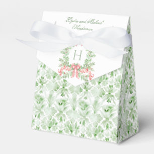 Christmas Wreath Candy Cane Bow Monogram Wedding Favor Box