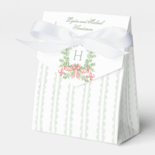 Christmas Wreath Candy Cane Bow Monogram Wedding Favor Box