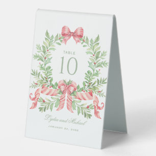 Christmas Wreath Candy Cane Bow Table Number
