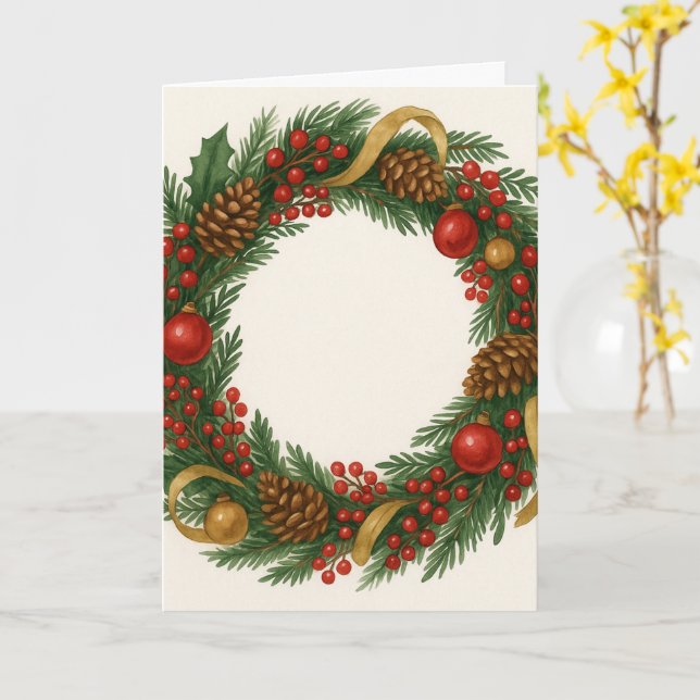 Christmas Wreath Card (Yellow Flower)
