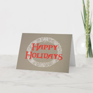 Christmas Wreath Card White and Red on Burlap