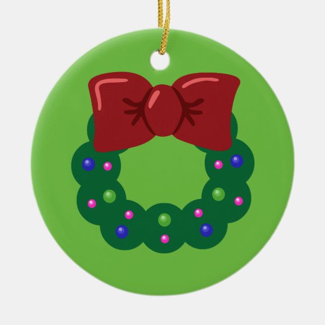 Christmas Wreath Ceramic Ornament (Front)