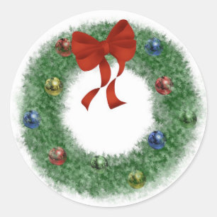 Christmas Wreath Classic Round Sticker