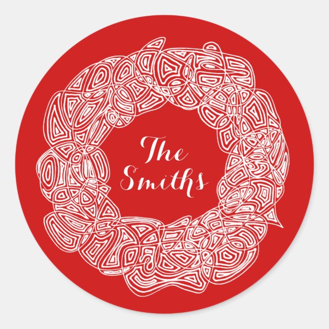 Christmas Wreath Classic Round Sticker (Front)