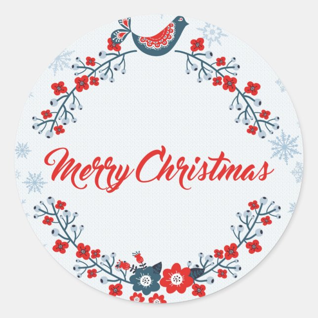 Christmas Wreath Classic Round Sticker (Front)
