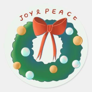 Christmas Wreath  Classic Round Sticker