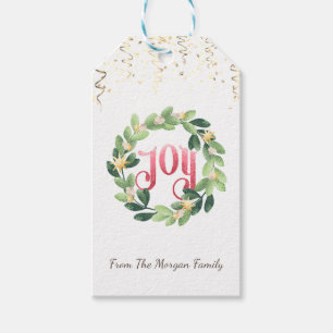 Christmas Wreath,Confetti,Joy Gift Tags