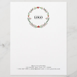 Christmas Wreath Custom Business Logo Text Simple Letterhead