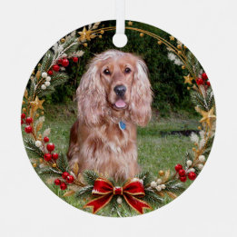 Christmas Wreath Custom Pet Photo Metal Ornament