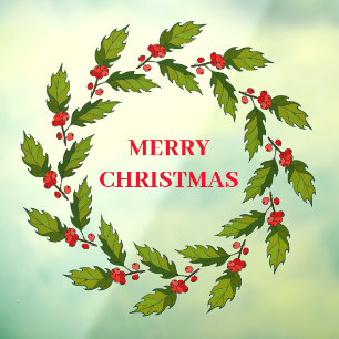 Christmas Wreath Design Window Cling