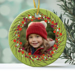 Christmas Wreath: Double-Sided Ceramic Ornament<br><div class="desc">Photo Ornament - May Your Days Be Merry and Bright. PHOTO TIP: If your photo does not fit correctly,  click on the CUSTOMIZE THIS button and adjust the photo.</div>