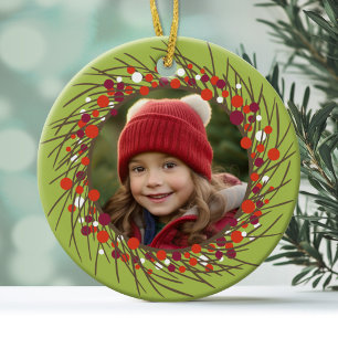 Christmas Wreath: Double-Sided Ceramic Ornament