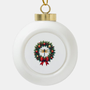 Christmas Wreath Dragonfly Ceramic Ball Christmas Ornament