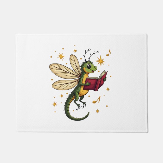 Christmas Wreath Dragonfly Doormat (Front)