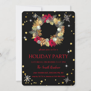 Christmas Wreath Elegantly Chic Invitation