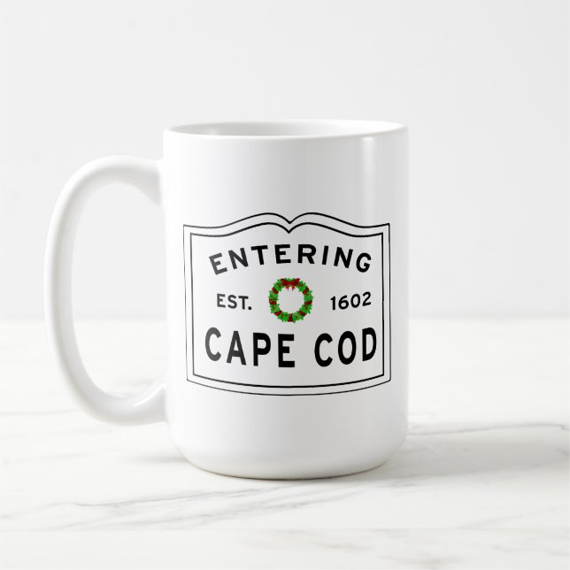 Christmas Wreath Entering Cape Cod Coffee Mug (Left)