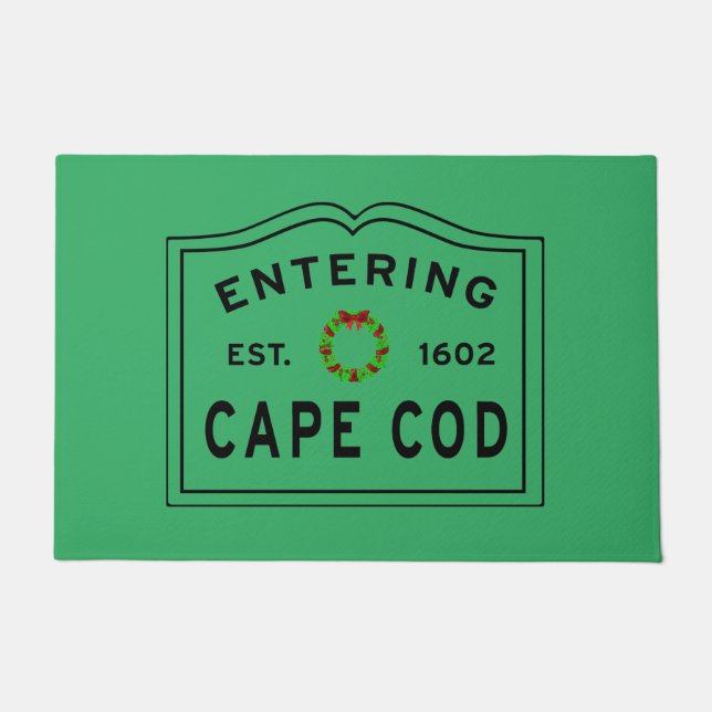 Christmas Wreath Entering Cape Cod Doormat (Front)