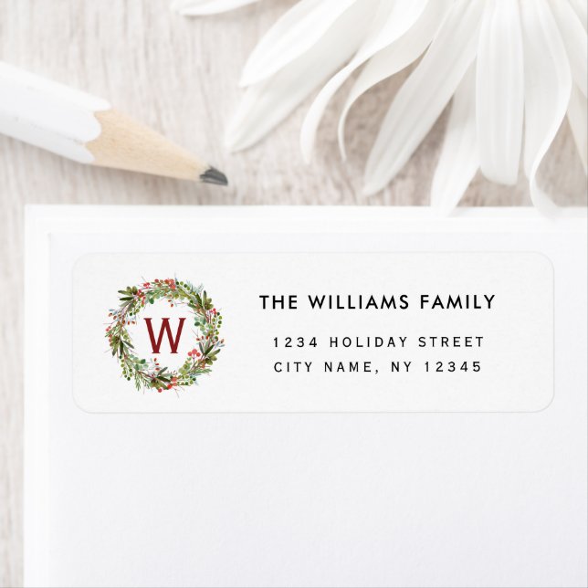 Christmas Wreath Family Name  Return Address (Insitu)