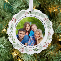 Christmas wreath family photo label