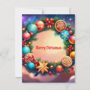 Christmas Wreath Flat Card
