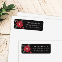 Christmas Wreath Floral Holiday Address Label