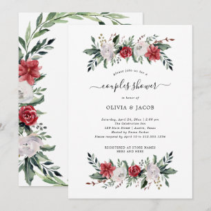Christmas Wreath Floral Holiday Couples Shower Invitation