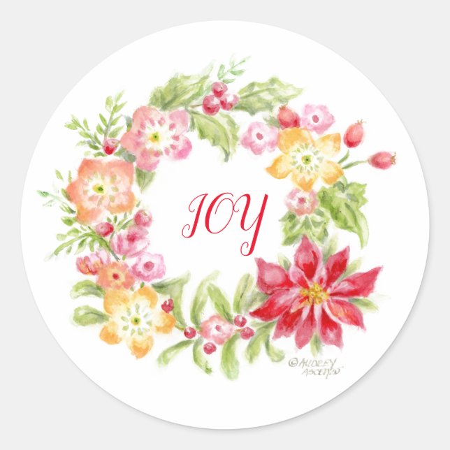 Christmas Wreath Floral Medley Stickers (Front)