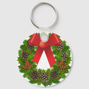 Christmas Wreath for the Holidays Keychain