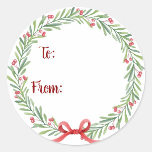Christmas Wreath Gift Tag Stickers