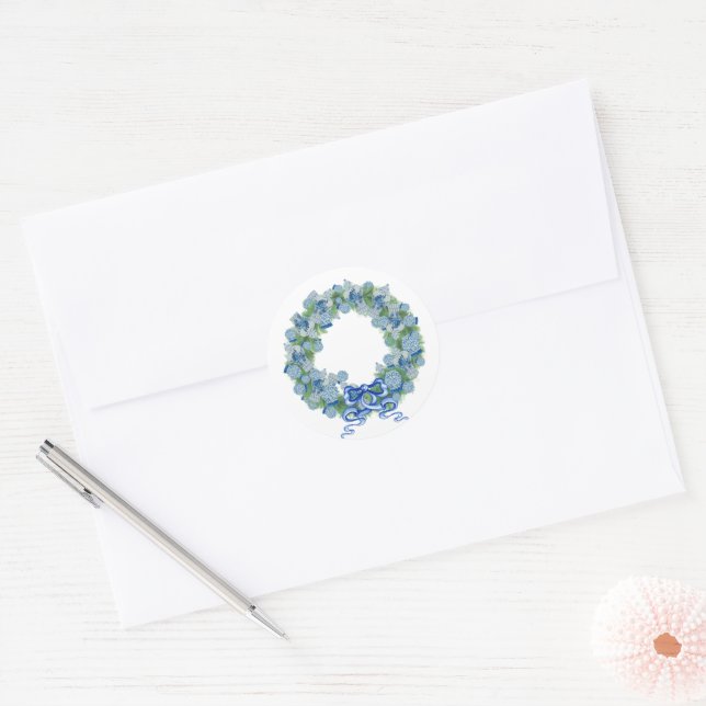 Christmas Wreath Ginger Jars   Classic Round Sticker (Envelope)