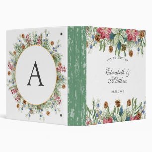 Christmas Wreath Gold Poinsettia Wedding  Binder