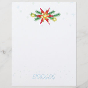Christmas Wreath Gold Star Letter to Santa XMAS Letterhead