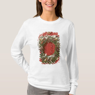 Christmas wreath hanging on a door T-Shirt