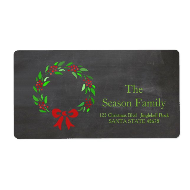 Christmas wreath Holiday Address Label (Front)