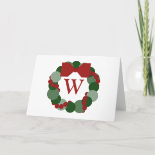Christmas Wreath Holiday Card with Monogram