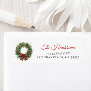 Christmas Wreath Holiday Party Address Label