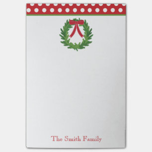 Christmas Wreath Holiday Personalized Post-it Notes