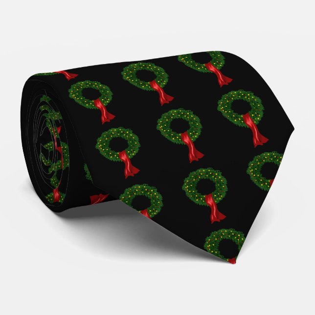 Christmas Wreath Holiday Tie (Rolled)