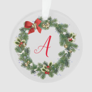 Christmas Wreath Initial Acrylic Ornament