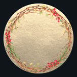 Christmas Wreath Jam Can Homemade Gold Mason Jar Classic Round Sticker<br><div class="desc">Rustic and modern Christmas homemade jam canning mason jar sticker with a lovely Christmas holiday wreath with greenery and berries on a champagne gold background. Simply add your name and the product name to the label. Exclusively designed for you by Happy Dolphin Studio. If you need any help or matching...</div>