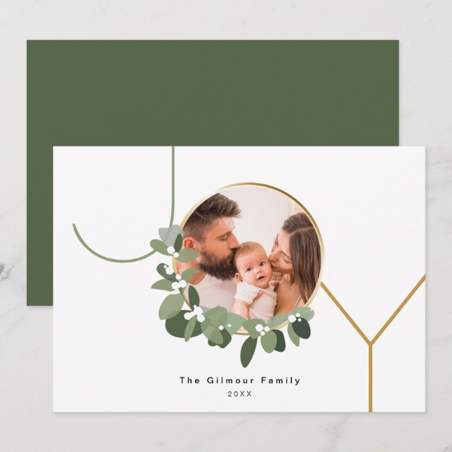 Christmas Wreath JOY Custom Family Photo Holiday (Front/Back)