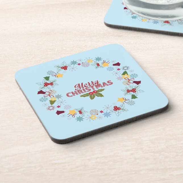 Christmas Wreath Joyful Greetings Collection Coaster (Left Side)