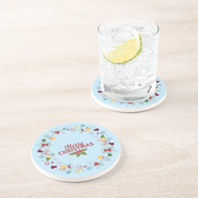 Christmas Wreath Joyful Greetings Collection Coaster (Side)