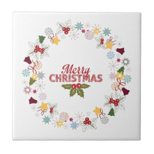 Christmas Wreath Joyful Greetings Collection Tile