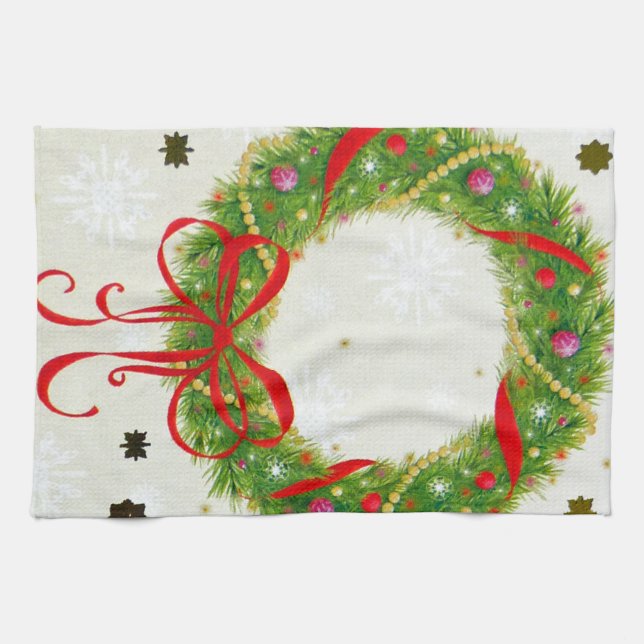 Christmas Wreath Kitchen Towel (Horizontal)