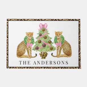 Christmas Wreath Leopard  Doormat