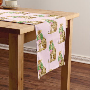 Christmas Wreath Leopard  Short Table Runner